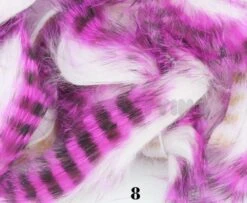 Hareline Tiger Barred Rabbit Zonker Strips - Funky Fly Tying 39 Hareline Tiger Barred Rabbit Zonker Strips - Funky Fly Tying -Fishing Accessories Store Hareline Magnum Cut Tiger Barred Zonkers hot Pink Black over White 3